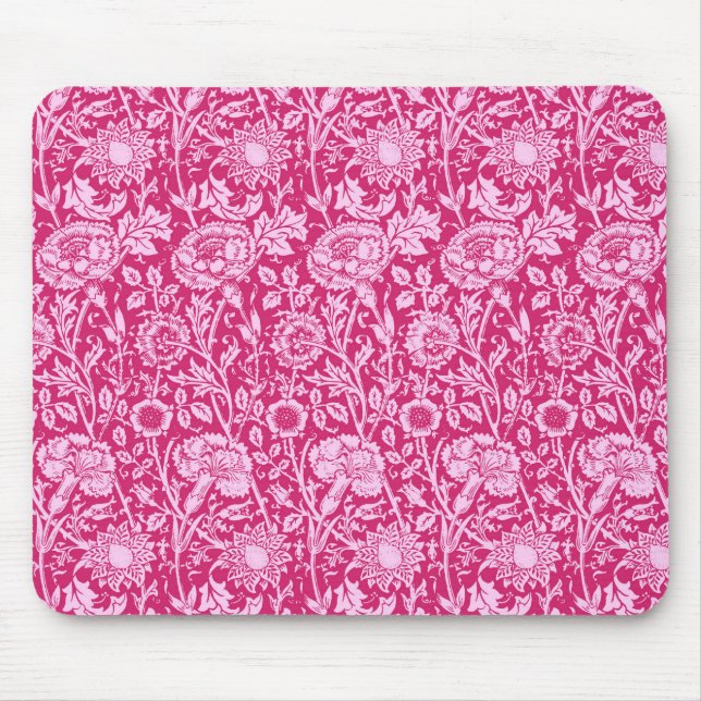 Art Nouveau Carnation Damask, Fuchsia Pink Mouse Pad (Front)
