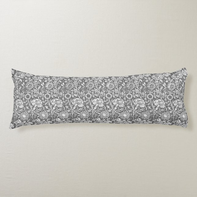 Art Nouveau Carnation Damask, Grey / Grey Body Cushion (Front)