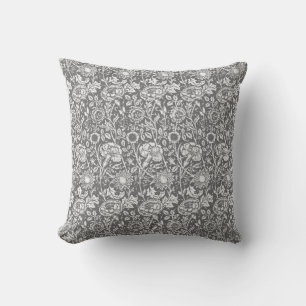 Art Nouveau Carnation Damask, Grey / Grey Cushion