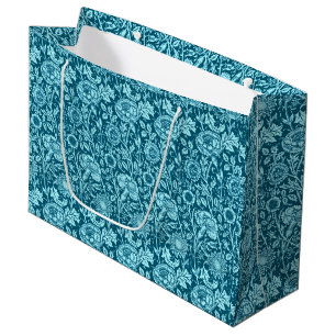 Art Nouveau Carnation Damask, Indigo and Sky Blue  Large Gift Bag