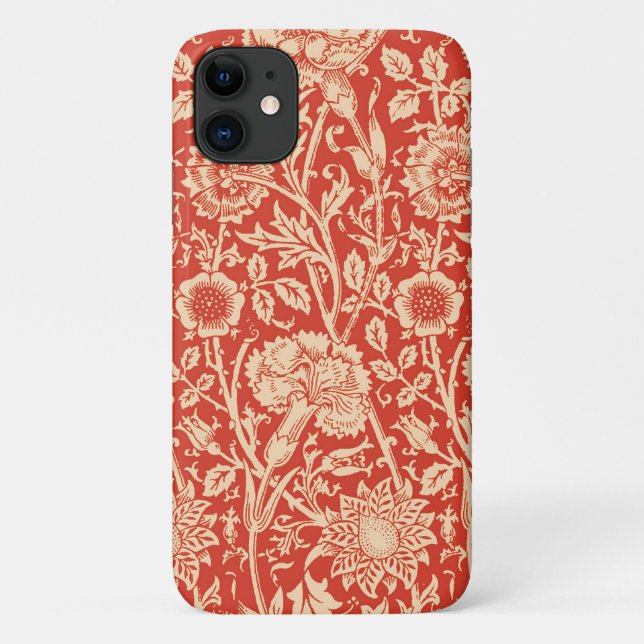 Art Nouveau Carnation Damask, Mandarin Orange Case-Mate iPhone Case (Back)