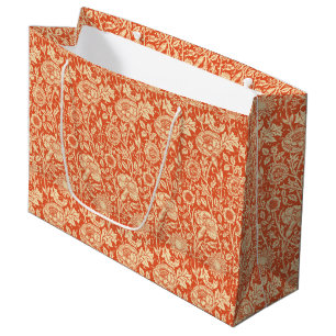 Art Nouveau Carnation Damask, Mandarin Orange Large Gift Bag