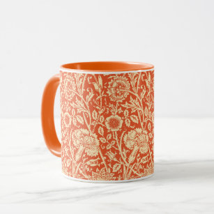 Art Nouveau Carnation Damask, Mandarin Orange Mug