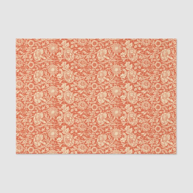 Art Nouveau Carnation Damask, Mandarin Orange Tissue Paper (Front)