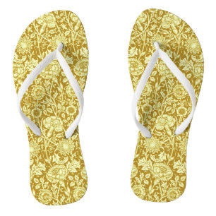 Art Nouveau Carnation Damask, Mustard and Yellow Jandals