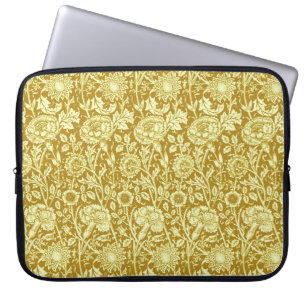 Art Nouveau Carnation Damask, Mustard and Yellow  Laptop Sleeve