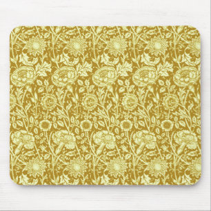Art Nouveau Carnation Damask, Mustard and Yellow Mouse Pad