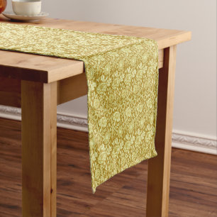 Art Nouveau Carnation Damask, Mustard and Yellow Short Table Runner