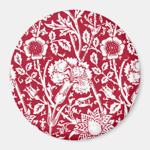 Art Nouveau Carnation Damask, Red and White Magnet