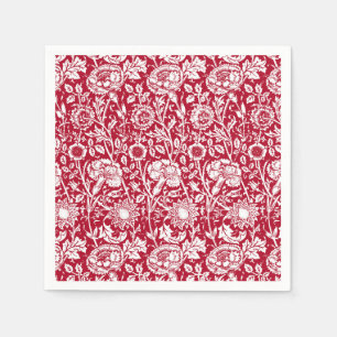 Art Nouveau Carnation Damask, Red and White Napkin