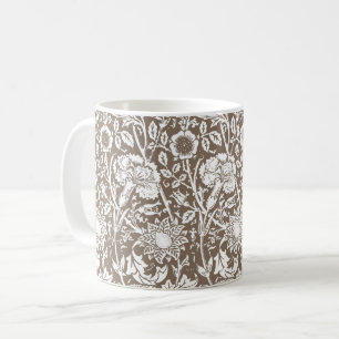 Art Nouveau Carnation Damask, Taupe and White Coffee Mug