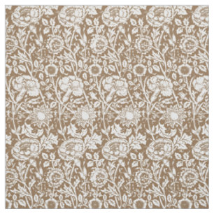 Art Nouveau Carnation Damask, Taupe and White Fabric