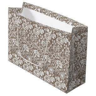 Art Nouveau Carnation Damask, Taupe and White Large Gift Bag