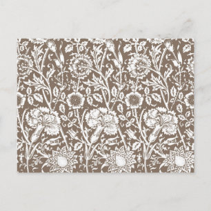 Art Nouveau Carnation Damask, Taupe and White Postcard
