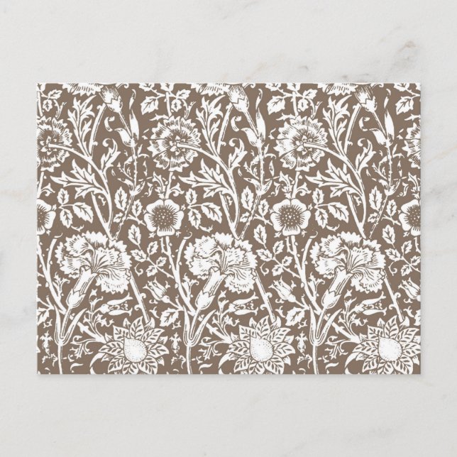 Art Nouveau Carnation Damask, Taupe and White Postcard (Front)