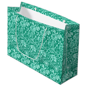 Art Nouveau Carnation Damask, Turquoise Large Gift Bag