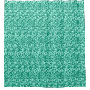 Art Nouveau Carnation Damask, Turquoise Shower Curtain