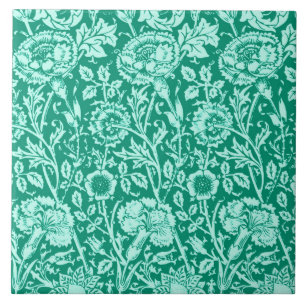 Art Nouveau Carnation Damask, Turquoise Tile