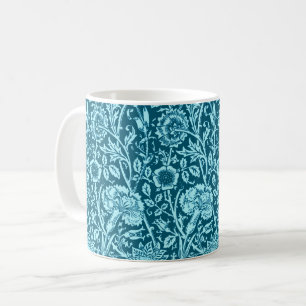 Art Nouveau Carnation, Indigo and Sky Blue Coffee Mug
