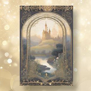 Art Nouveau Castle Rococo Black n Gold Ephemera 1 Tissue Paper