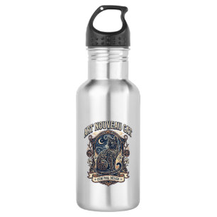 Art Nouveau Cat Cat Art Nouveau Vintage Vector Art 532 Ml Water Bottle
