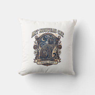Art Nouveau Cat Cat Art Nouveau Vintage Vector Art Cushion