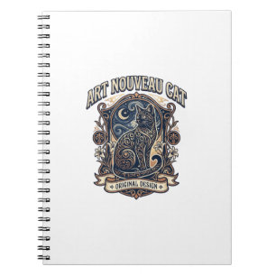 Art Nouveau Cat Cat Art Nouveau Vintage Vector Art Notebook