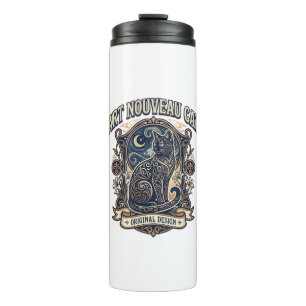 Art Nouveau Cat Cat Art Nouveau Vintage Vector Art Thermal Tumbler