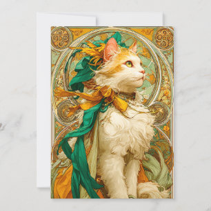 Art Nouveau Cat Holiday Card