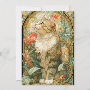 Art Nouveau Cat Holiday Card