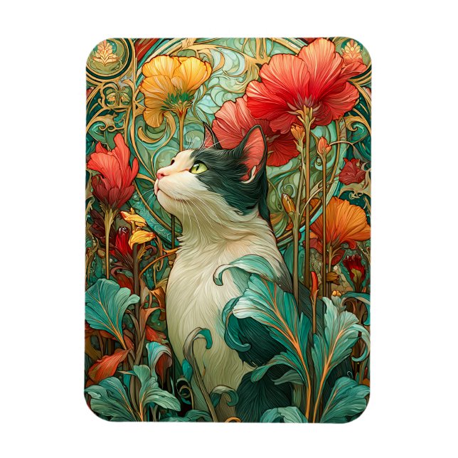 Art Nouveau Cat Magnet (Vertical)