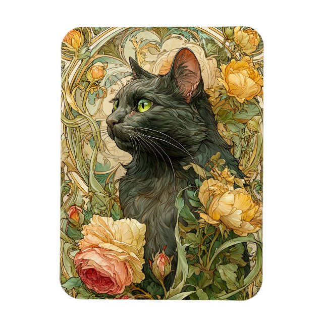 Art Nouveau Cat Magnet (Vertical)