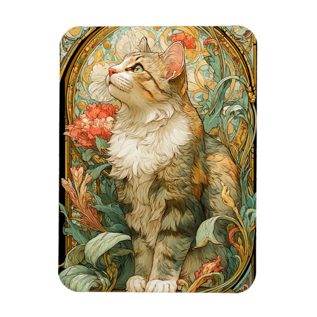 Art Nouveau Cat Magnet (Vertical)
