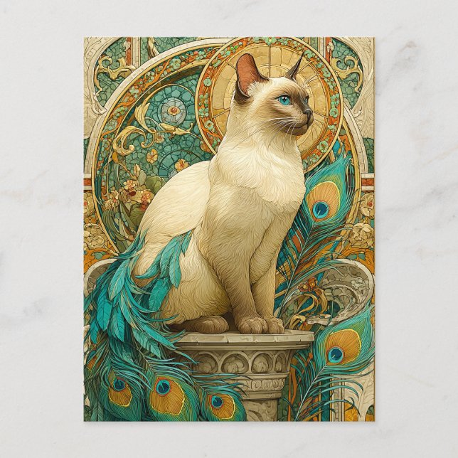 Art Nouveau Cat Postcard (Front)
