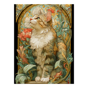 Art Nouveau Cat Poster