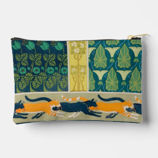 Art Nouveau Cats and Flowers Accessory Pouch