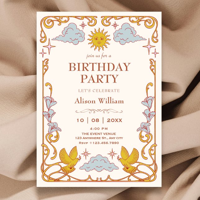 Art nouveau Celestial birthday Invitation (Creator Uploaded)