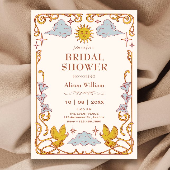 Art nouveau Celestial bridal shower Invitation (Creator Uploaded)