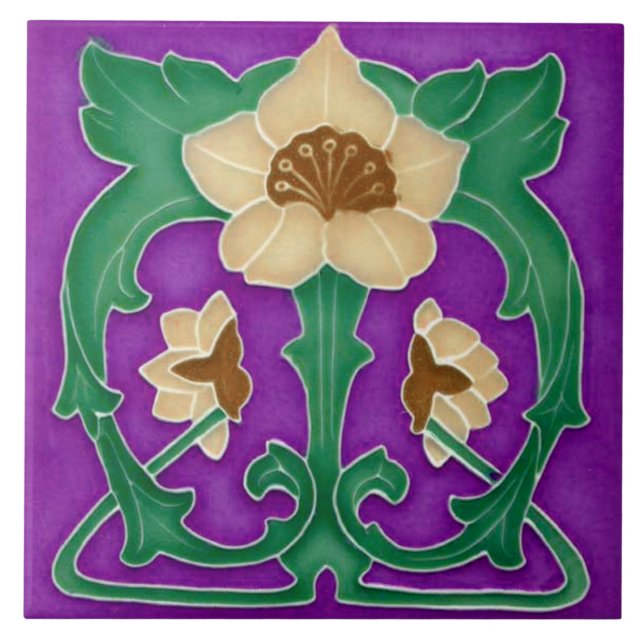 Art Nouveau Ceramic Fireplace wall Tile (Front)
