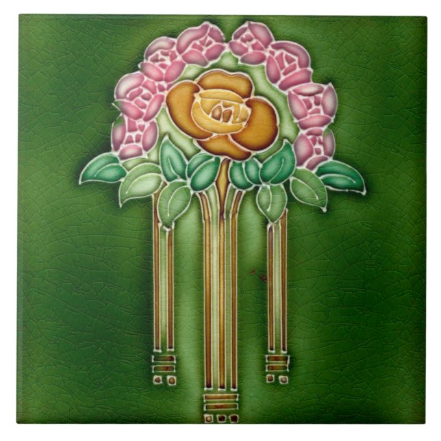 Art Nouveau Ceramic Fireplace Wall tile (Front)