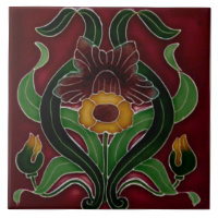 Art Nouveau Ceramic Fireplace Wall Tile