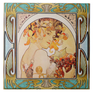 Art Nouveau Ceramic Tile Alphose mucha Design 10