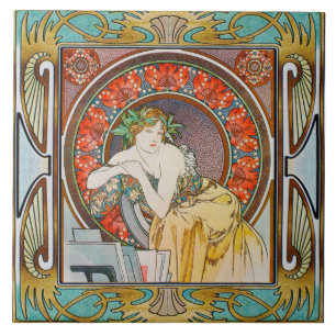 Art Nouveau Ceramic Tile Alphose mucha Design 15
