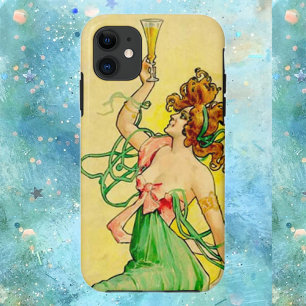Art nouveau champagne woman Case-Mate iPhone case