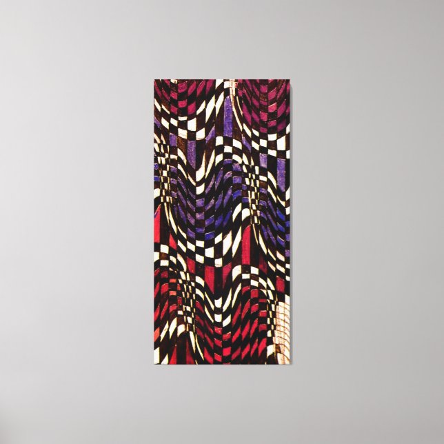 Art Nouveau Chequered Wave Pattern Canvas Print (Front)