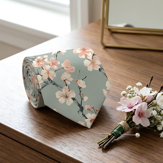 Art Nouveau Cherry Blossom Men's Tie (Creator Uploaded)