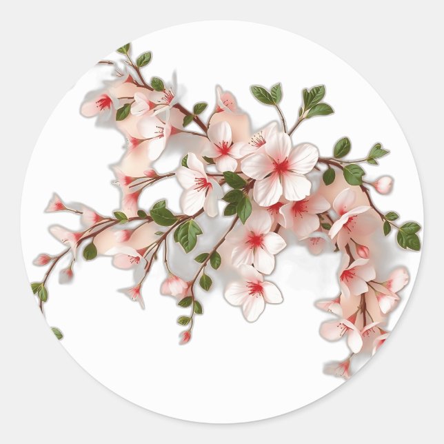 Art Nouveau Cherry Blossoms with Ivy Classic Round Sticker (Front)