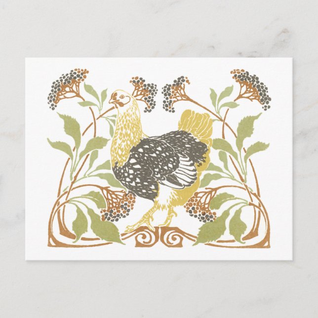 Art Nouveau Chickens Postcard (Front)