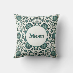 Art Nouveau Chinese Floral Pattern Repro with Name Cushion
