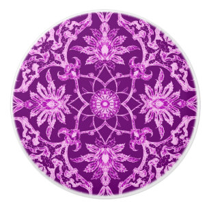 Art Nouveau Chinese Pattern - Amethyst Purple Ceramic Knob